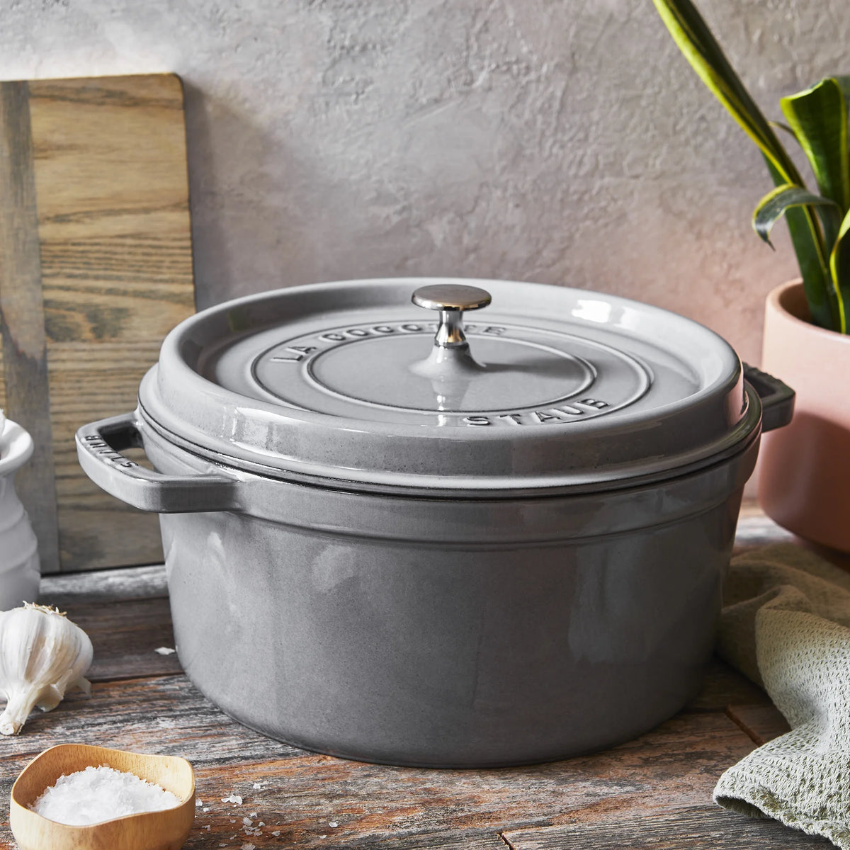 Staub Cast Iron 7-qt Round Cocotte - Grenadine