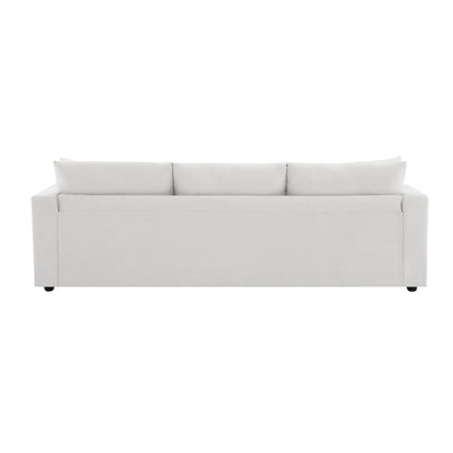 Harper & Bright Designs Modern Sectional Sofa 3 Seat Couch with Ottoman, Upholstered L Shaped Cloud Couch for Small Space Apartment Office, White