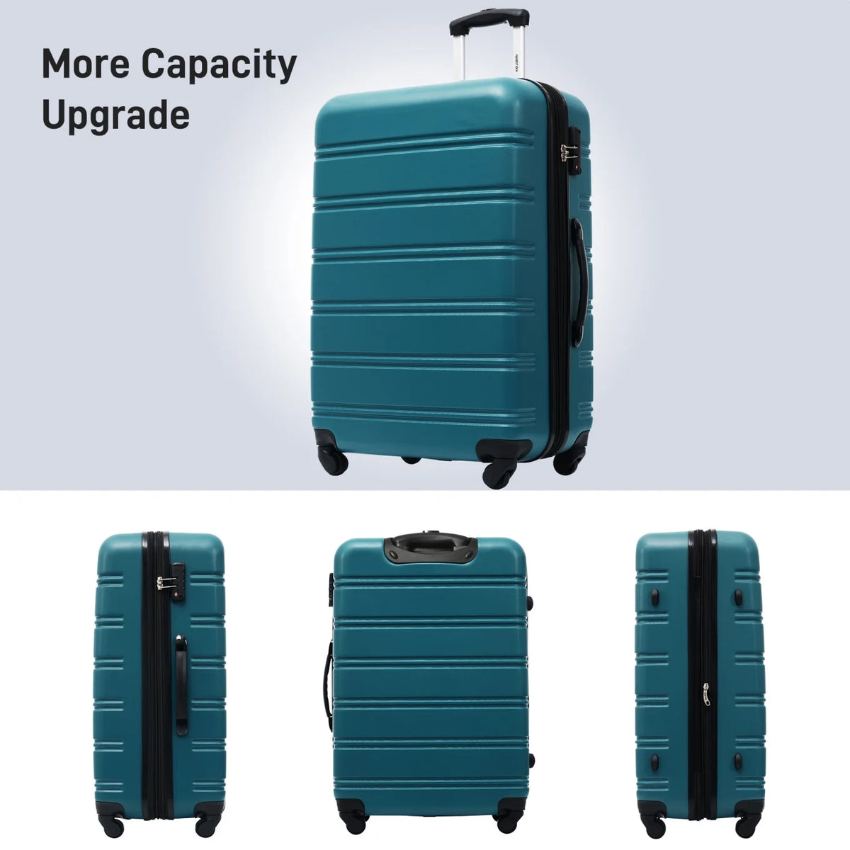3 Piece ABS Luggage Set, Luggage with Spinner Wheel & TSA  20/24/28 inch, Purple