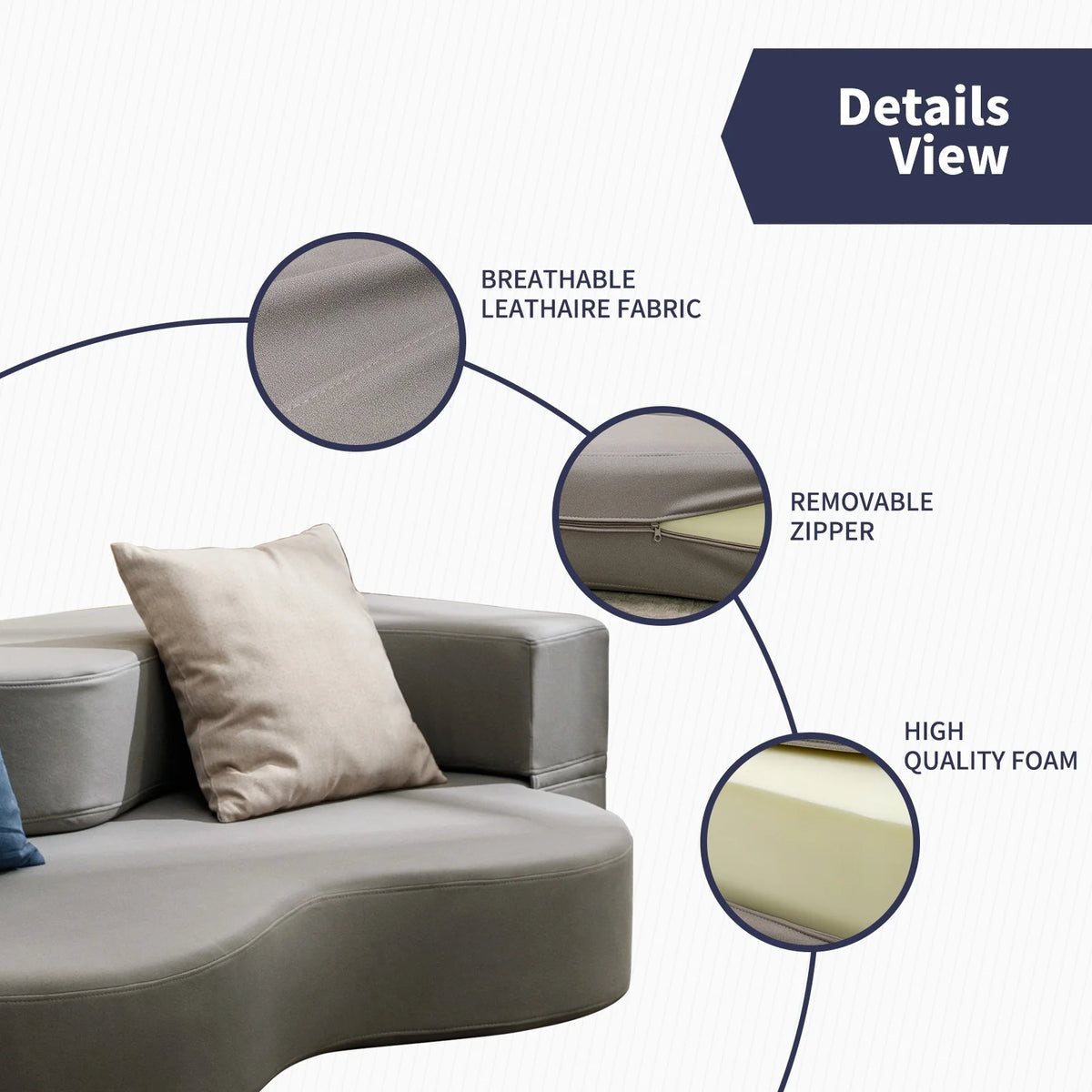 ZAFLY Full Size Convertible Futon Sofa Bed, Floor Sofa Bed Foldable, Foam Folding Mattress Sleeper, Cloth Fabrics Floor Couch Lounge Sleeper Bed for Living Room/Bedroom, Dark Grey