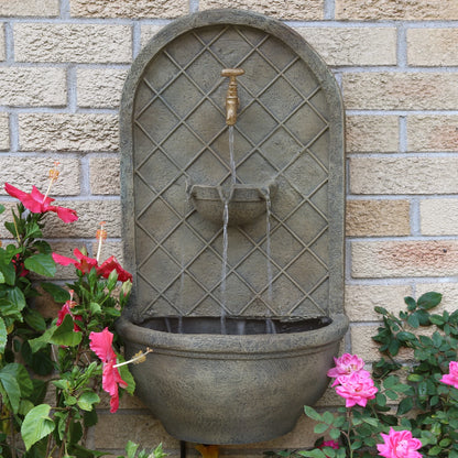Sunnydaze Messina Polystone Outdoor Solar Wall Fountain, Bronze