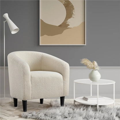 Topeakmart 2pcs Boucle Club Accent Chair for Livingroom, Ivory
