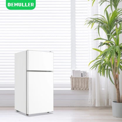 DEMULLER 2.4 Cu.ft Refrigerator Mini Fridge with Freezer Dual Door Personal Fridge New Silver Sale