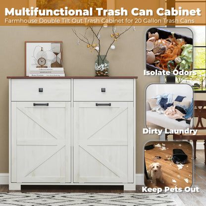 TrumanPick 61"H Large Buffet Sideboard Cabinet, TV Cabinet, Kitchen Pantry for Dining Room, Living Room, 61.3''L x 15''W x 29.8''H, White/Walnut