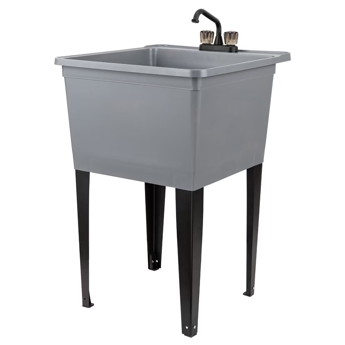 Tehila Freestanding Black Utility Sink with Black Faucet for Laundry Room