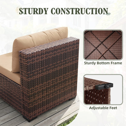 7 Pieces Patio Conversation Set, Outdoor Sectional PE Rattan Wicker Furniture Seat,Dark Gray