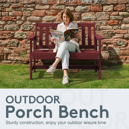 SERWALL Outdoor Bench for 2-Person, Weather-Resistant HDPE with Aluminum Reinforcement, Supports 660 lbs, Comfortable Seating for Patio, Garden, and Porch, Black
