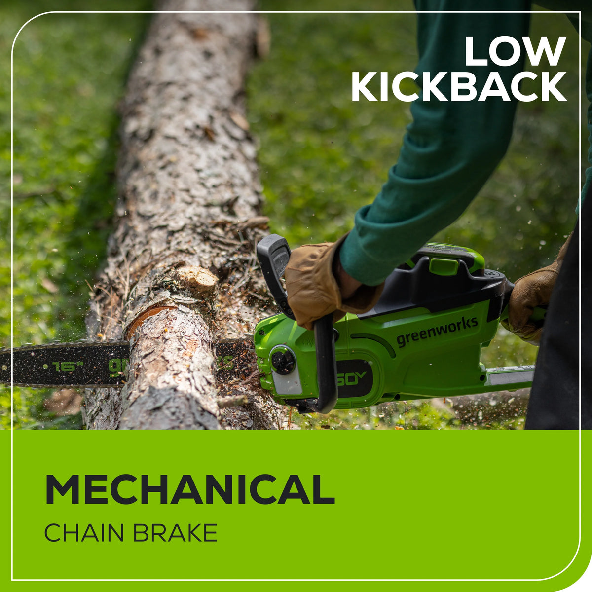 Greenworks 60V 16" 1.5kW Brushless Chainsaw with 2.5 Ah Battery & 3 Amp Charger 2028602