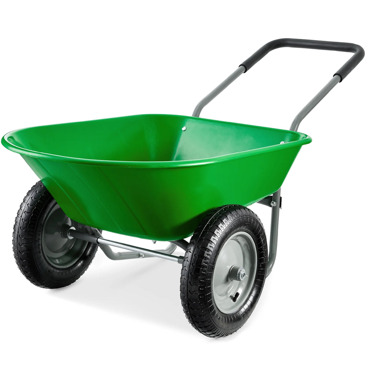 Best Choice Products Dual-Wheel Home Wheelbarrow Yard Garden Cart for Lawn, Construction - Green