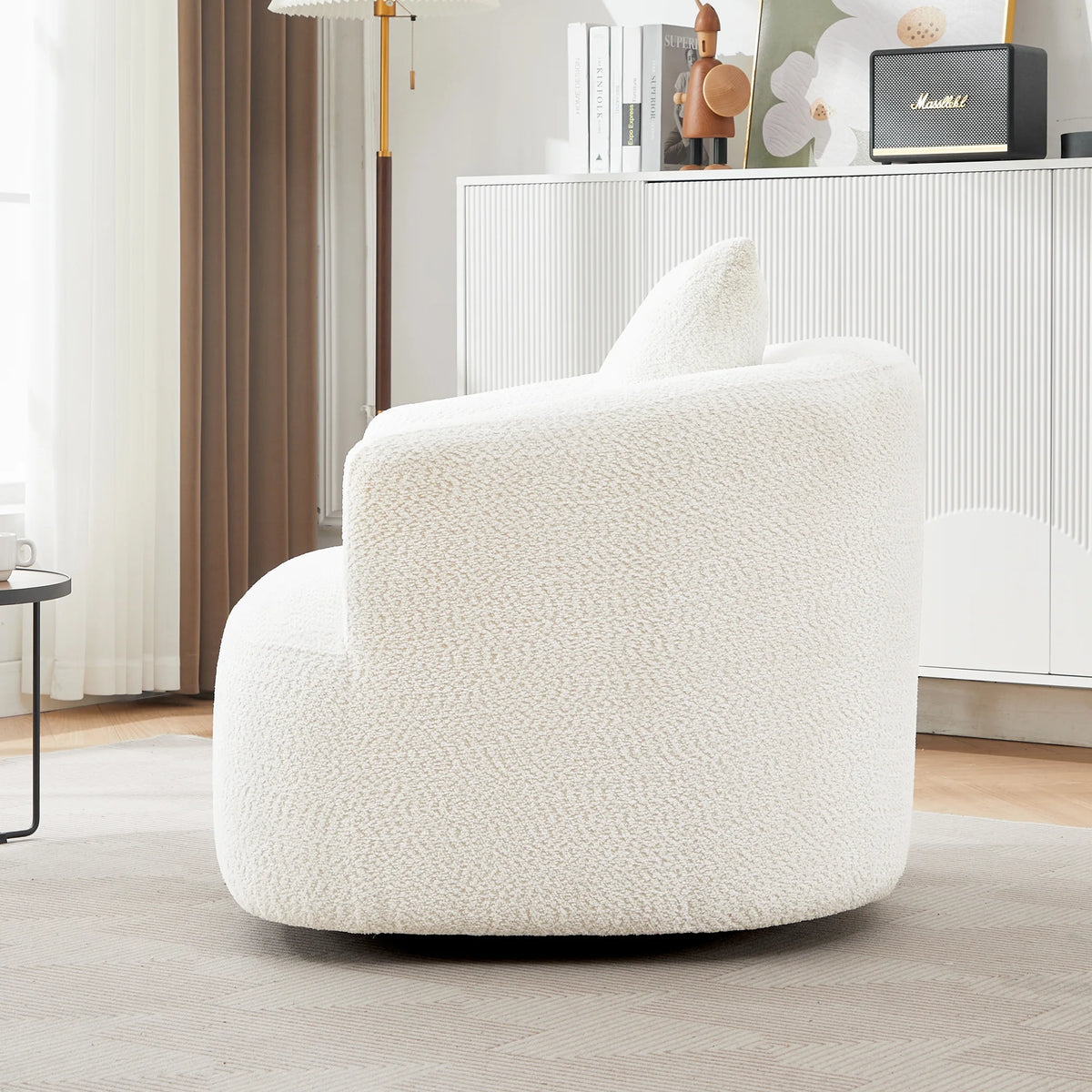Harper & Bright Designs 360�� Swivel Accent Chair, Barrel Chair Swivel Upholstered Sofa Chair with Cushion for Living Room Office, Beige