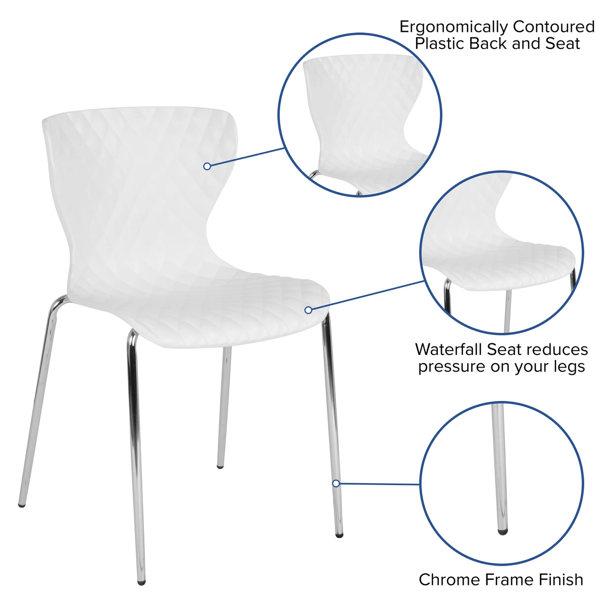 BizChair 4 Pack Contemporary Design Orange Plastic Stack Chair