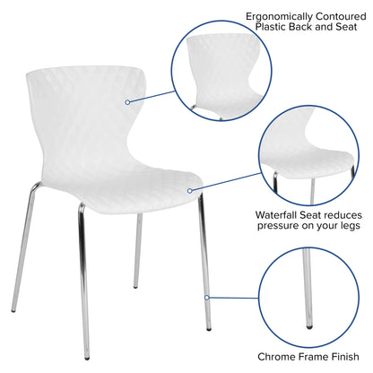 BizChair 4 Pack Contemporary Design Orange Plastic Stack Chair