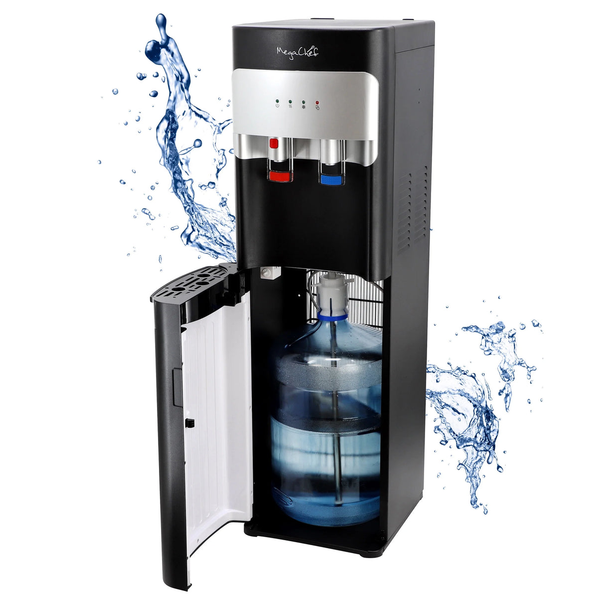 MegaChef Stainless Steel Bottom Load Hot and Cold Water Dispenser 5 Gallon Water Cooler