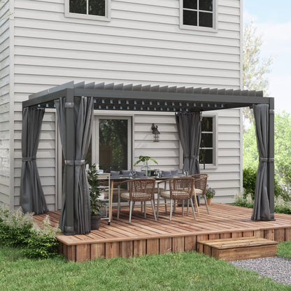 Outsunny 10'x13' Aluminum Pergola with Adjustable Louvered Roof, Gray