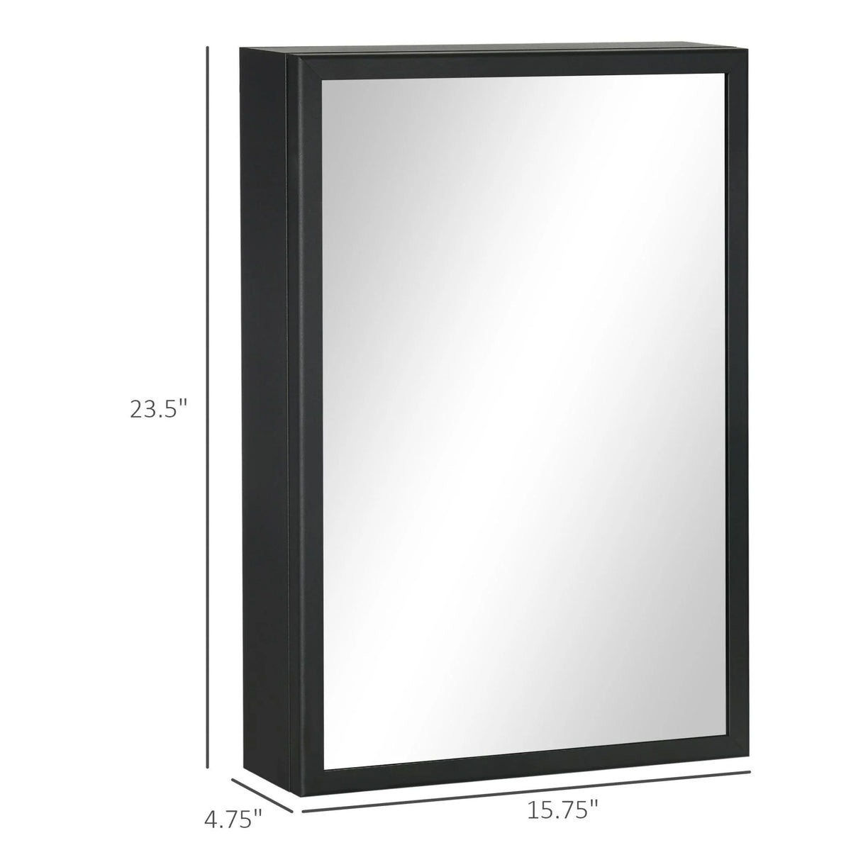 Compact Wall Cabinet, Black Single Door Medicine Cabinet with Mirror & Shelves for Bathroom or Home