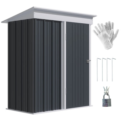 Outsunny 4.6' x 9' Metal Outdoor Storage Shed, Garden Utility Tool House with Double Lockable Doors for Backyard, Patio, Lawn, Garage, White