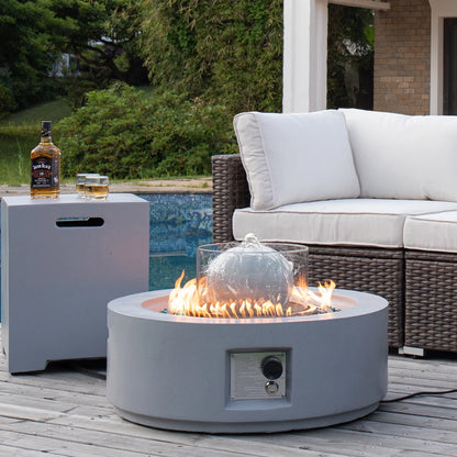 COSIEST 29.3-inch 50,000 BTU Outdoor Propane Fountain Round Fire Pit Table