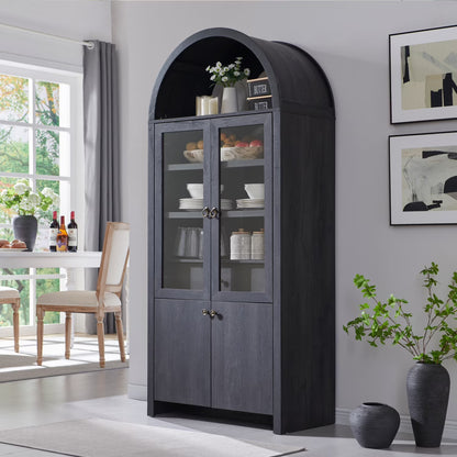 SinCiDo Arched Kitchen Pantry Storage Cabinet, 71-Inch Tall Wood Adjustable Shelves, 2 Doors, 2 Drawers
