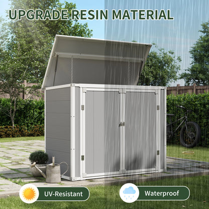 UDPATIO Outdoor Storage Shed 5x3 FT, Resin Garden Shed for Backyard, Patio, Lawn, Grey & White