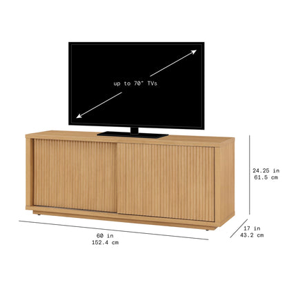 Beautiful Fluted TV Stand for TV��s up to 70�� by Drew Barrymore, Rich Black Finish