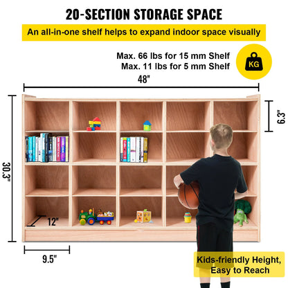 BENTISM Classroom Storage Cabinet Preschool Storage Shelves Wooden 8 Grids Toys Books