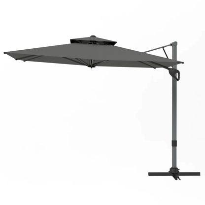 Alpha Joy 12x9ft Outdoor Patio Umbrella Large Rectangle Offset Cantilever Double Umbrella with 360°Rotation, Beige