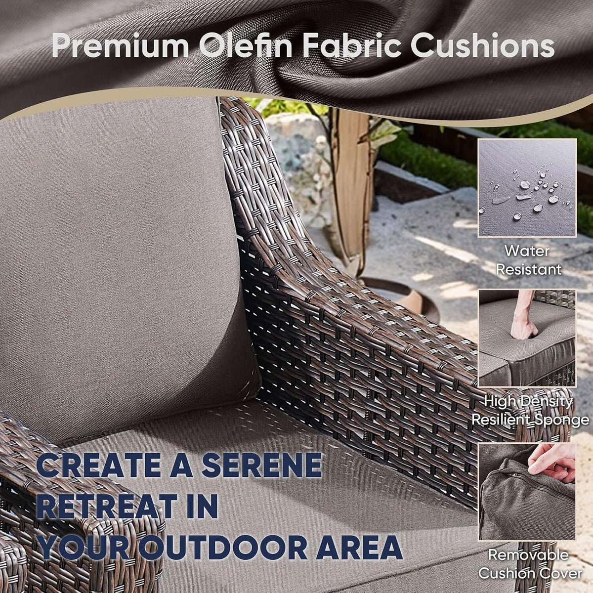 Bellefurn Outdoor Wicker Patio Chairs Set of 2 with Side Table,All-Weather Wicker Rattan Chairs Patio Furniture Chairs for Porch Balcony Backyard Yard Deck