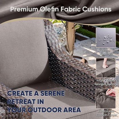 Bellefurn Outdoor Wicker Patio Chairs Set of 2 with Side Table,All-Weather Wicker Rattan Chairs Patio Furniture Chairs for Porch Balcony Backyard Yard Deck