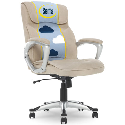 Serta Hannah Office Chair in Fawn Tan Linen Metallic Finish