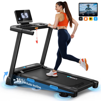 MERACH 2.5HP Folding Treadmill with Incline, Fitness Treadmill for Home with APP, 0.8-7.5MPH, LED Display