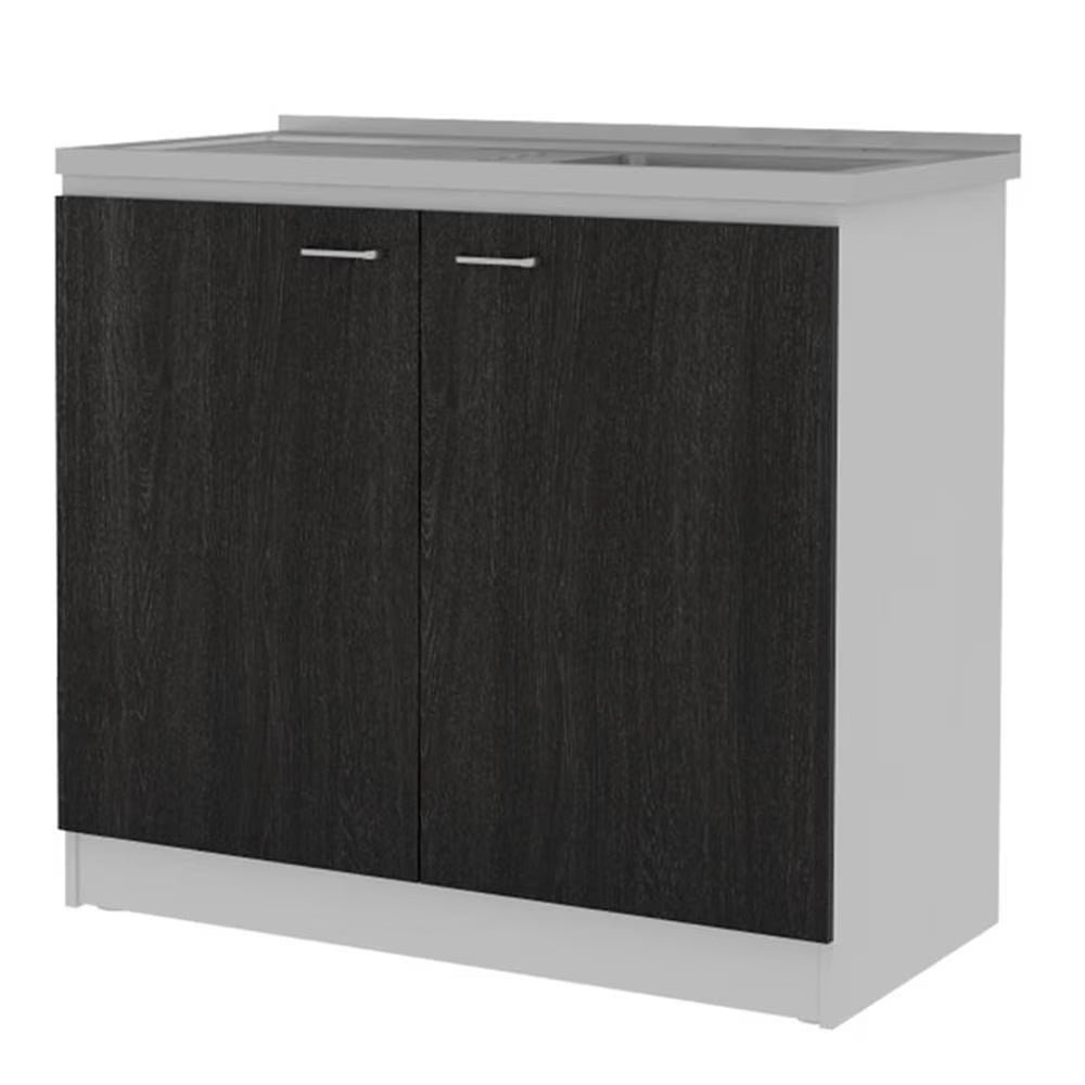 Pemberly Row White Modern Engineered Wood Napoles Utility Sink with Cabinet