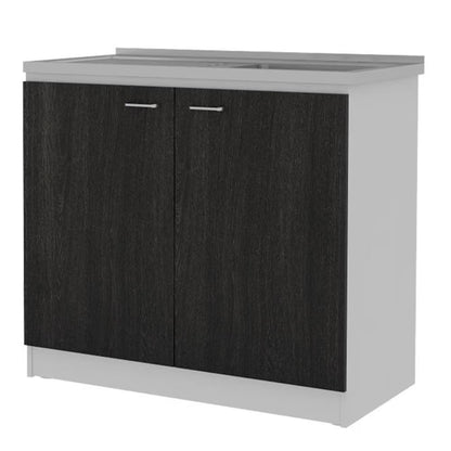 Pemberly Row White Modern Engineered Wood Napoles Utility Sink with Cabinet