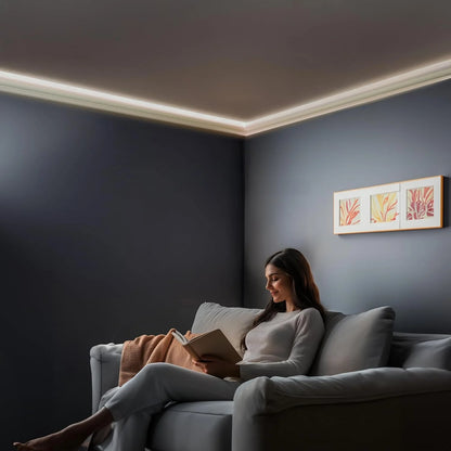 7-Piece 94.5�� (55.12 ft) Crown Molding with Duct Kit for Seamless Ambient Home Accent Lighting | Waterproof Channel for Easy LED Strip Installation (CROWN MOLDING WITH LED DUCT)