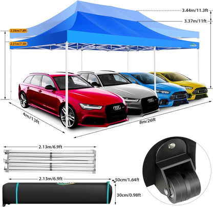 COBIZI 10x20 Heavy Duty Pop up Canopy Tent with 6 sidewalls Easy Up Commercial Outdoor Canopy Wedding Party Tent for Beach All Season Wind & Waterproof Gazebo with Roller Bag,Black(Frame Thickened)