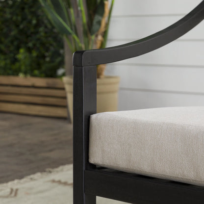 Walker Edison Modern Solid Wood Curved-Arm Outdoor Loveseat, Black