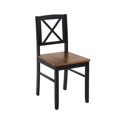 MAYEERTY Eco-Friendly Solid Wood Dining Set �?Sustainable Dining Table with Black Metal Accents for Home & Restaurant,Light Brown