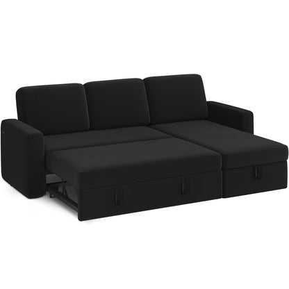 Alden Design Reversible Sectional Sofa with USB & Type-C Ports for Livingroom, Light Gray