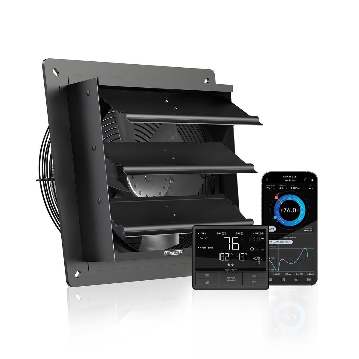 AC Infinity AIRLIFT T10, Shutter Exhaust Fan 10" with WiFi App-Compatible Temperature Humidity Controller �C Wall Mount Ventilation and Cooling for Sheds, Attics, Workshops