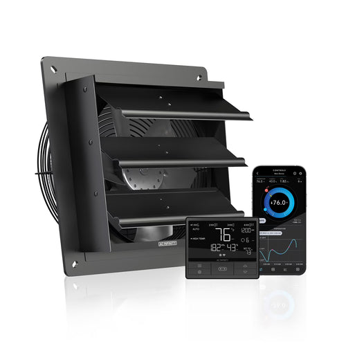 AC Infinity AIRLIFT T10, Shutter Exhaust Fan 10" with WiFi App-Compatible Temperature Humidity Controller �C Wall Mount Ventilation and Cooling for Sheds, Attics, Workshops