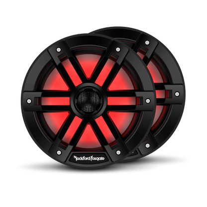 Rockford Fosgate M1-8B Color Optix 8�� 2-Way Coaxial Multicolor LED Lighted Marine Speakers - Black (Pair)