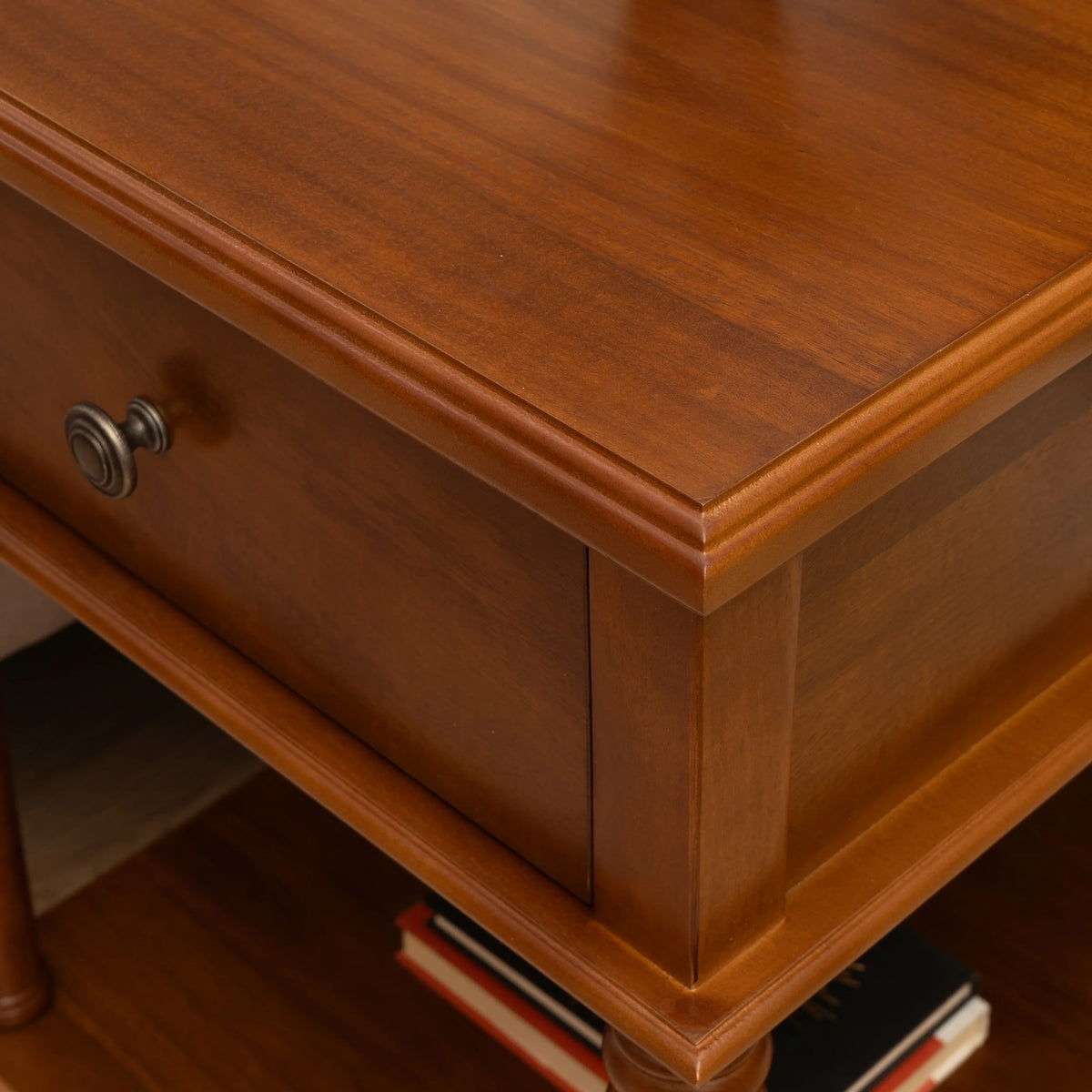 Powell McGhie Single Drawer Indoor End Table with Shelf, 26" Tall, Natural