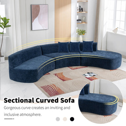 Harper & Bright Designs Modern Curved Floor Sofa Set, Modular Sectional Sponge Couch for Living Room, 2 PC Free Combination No Assembly Foam-Filled Sofa, Beige