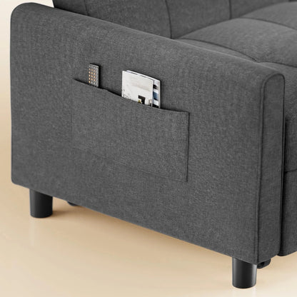 Sofa Bed, Lofka 3-in-1 Convertible Sleeper Sofa with Storage, Adjustable Backrest & Pull Out Function - Sleeper Chair for Small Space, Apartment, Dark Grey