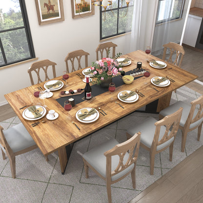 71 inch Large Rectangular Dining Table for 6-8 People, Dining Table with Marble-Color Wood Waterproof Tabletop and Adjustable Leg, 6ft Luxurious Family Dinner Table for Office Kitchen Living Room