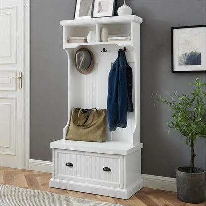 Crosley Furniture Shoreline Coastal MDF Wood Hall Tree in White