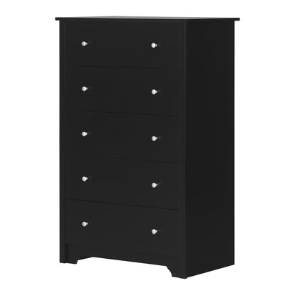 HomeStock French Flair Contemporary Style Bedroom 5-Drawer Chest, Painted Finish with Storage Feature - 19.5"D x 31.25"W x 48.75"H-Color:White