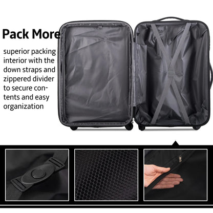 3 Piece ABS Luggage Set, Luggage with Spinner Wheel & TSA  20/24/28 inch, Purple