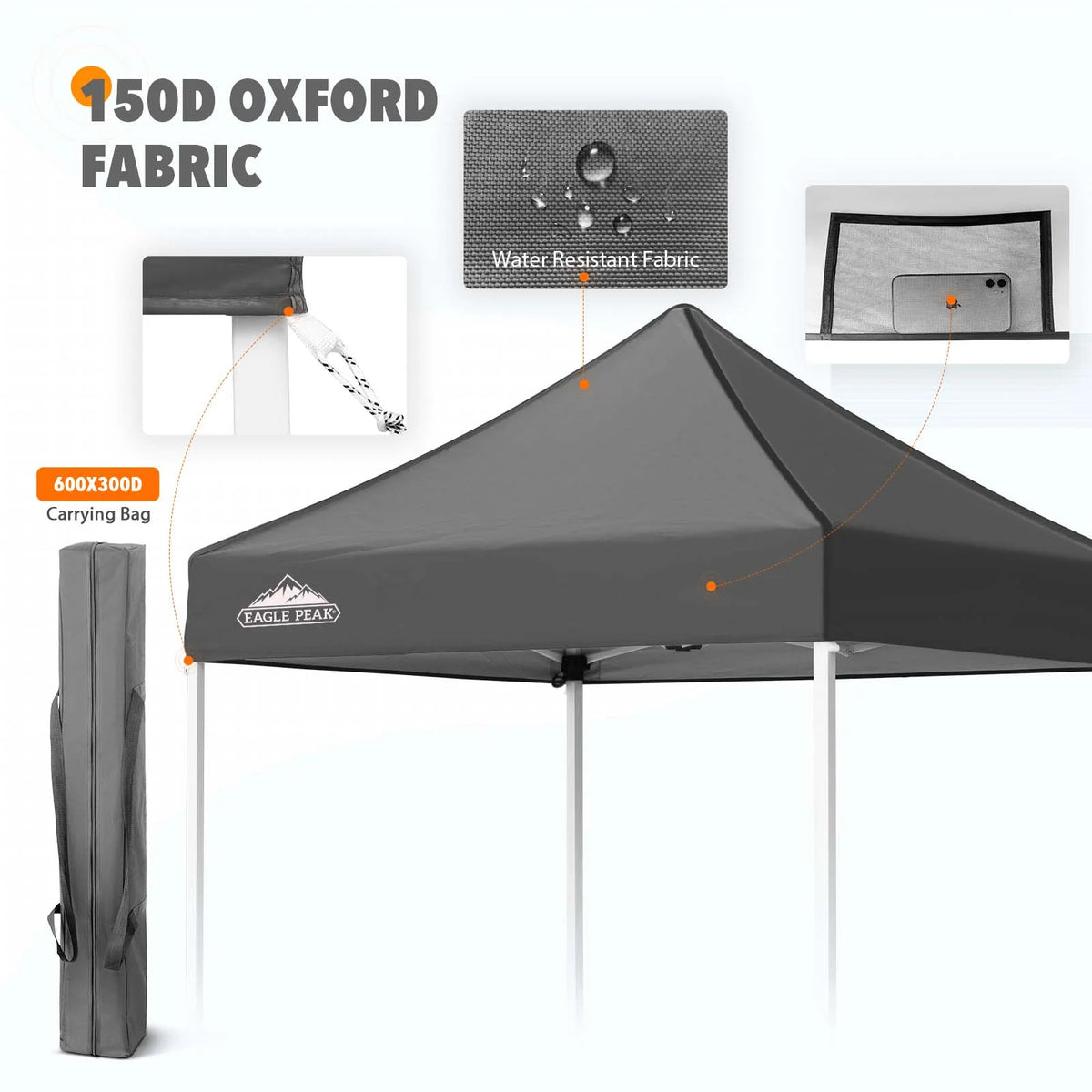 EAGLE PEAK 5x5 Pop Up Canopy Tent Instant Outdoor Canopy Easy Set-up Straight Leg Folding Shelter（Blue）