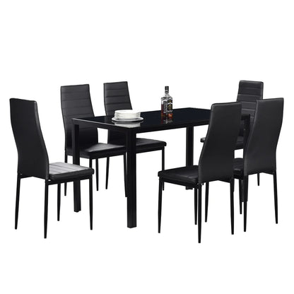Ktaxon Set of 4 PU Leather Dining Side Chairs with Padded Seat High Back Design Dining Chairs for Kitchen Dining Room Home Furniture, Black