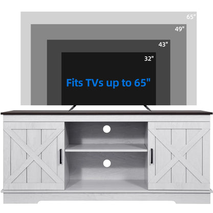 Dextrus Farmhouse TV Stand for 65 inch TV, Entertainment Center for Living Room, TV Media Console Cabinet, Grey Wash